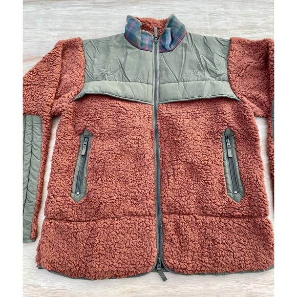 MANRESA Fleece Jacket Zip up Pockets Wool Collar Polyester Men's Rust Size XXL - Picture 2 of 8